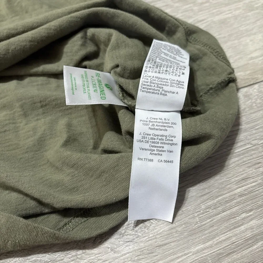 J. Crew Men's Slub Cotton 3 Button Henley Short Sleeves Vintage Surplus Green XL
